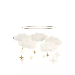Baby Bello Filz-Mobile Fantasy Clouds Wolken Mobile in Pearl White - Holzspielzeug Profi