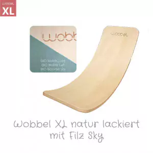 Wobbel XL in natur lackiert mit Filz Sky:Farbauswahl - Holzspielzeug Profi
