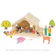 HOLZTIGER Puppenhaus / Weihnachtskrippe / Bauernhof natur: dekoriert als Bauernhof (Lieferung ohne Figuren) - Holzspielzeug Profi
