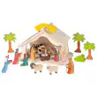 HOLZTIGER Puppenhaus / Weihnachtskrippe / Bauernhof natur: dekoriert als Weihnachtskrippe (Lieferung ohne Figuren) - Holzspielzeug Profi